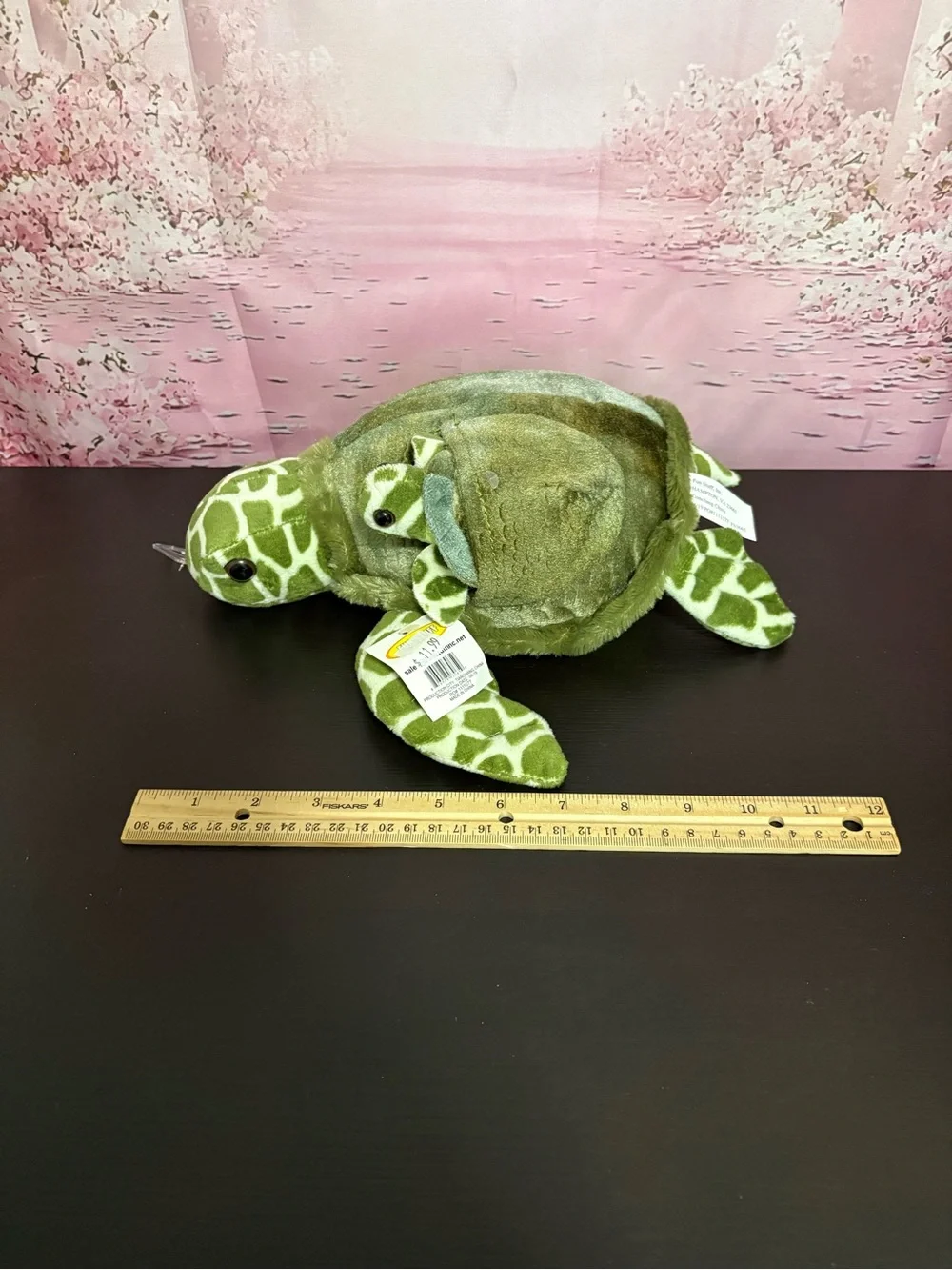 Fun Stuff Sea Turtle plush with pouch plus mini baby plush. NWT.